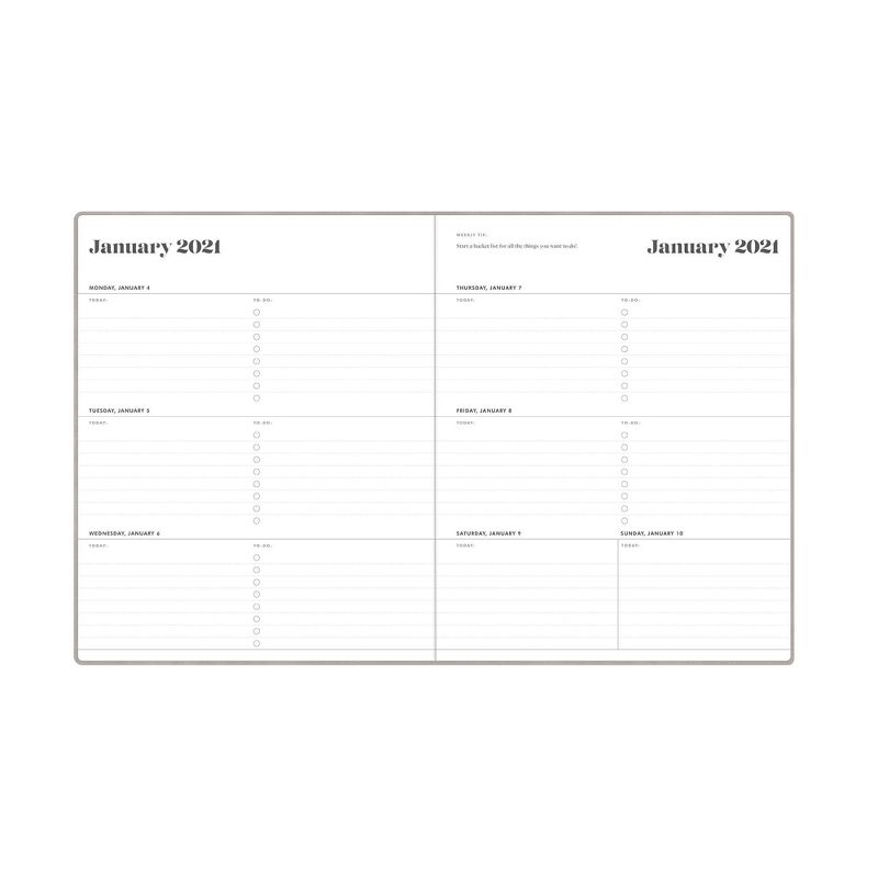 2021 The Everygirl Planner 8" x 10" Faux Leather Weekly/Monthly Bookbound Mist - Blue Sky