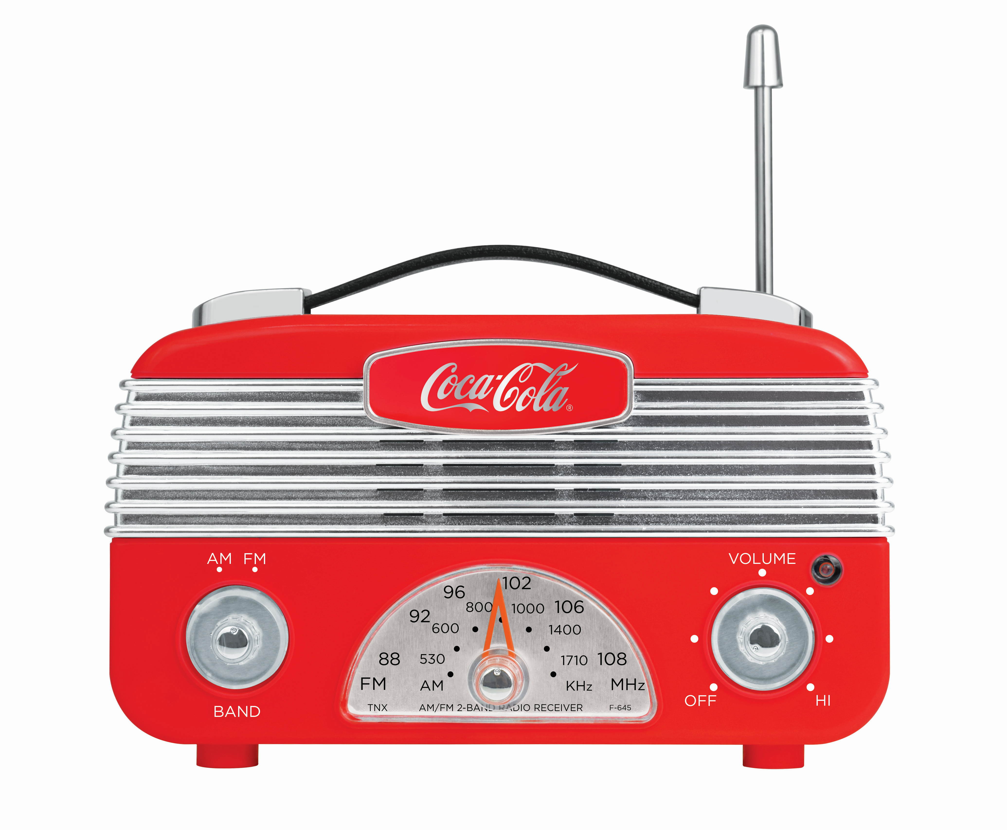 Coca-Cola Retro Desktop Vintage Style AM/FM Battery Operated Radio Red/Silver