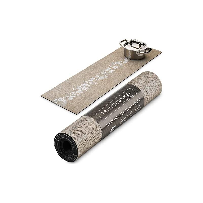 Decorative Trivet and Kitchen Table Runners Handles Heat Up to 300F, Anti Slip, Hand Washable, and Convenient for Hot Dishes and Pots,Hand Washable (Jute & Flowers)