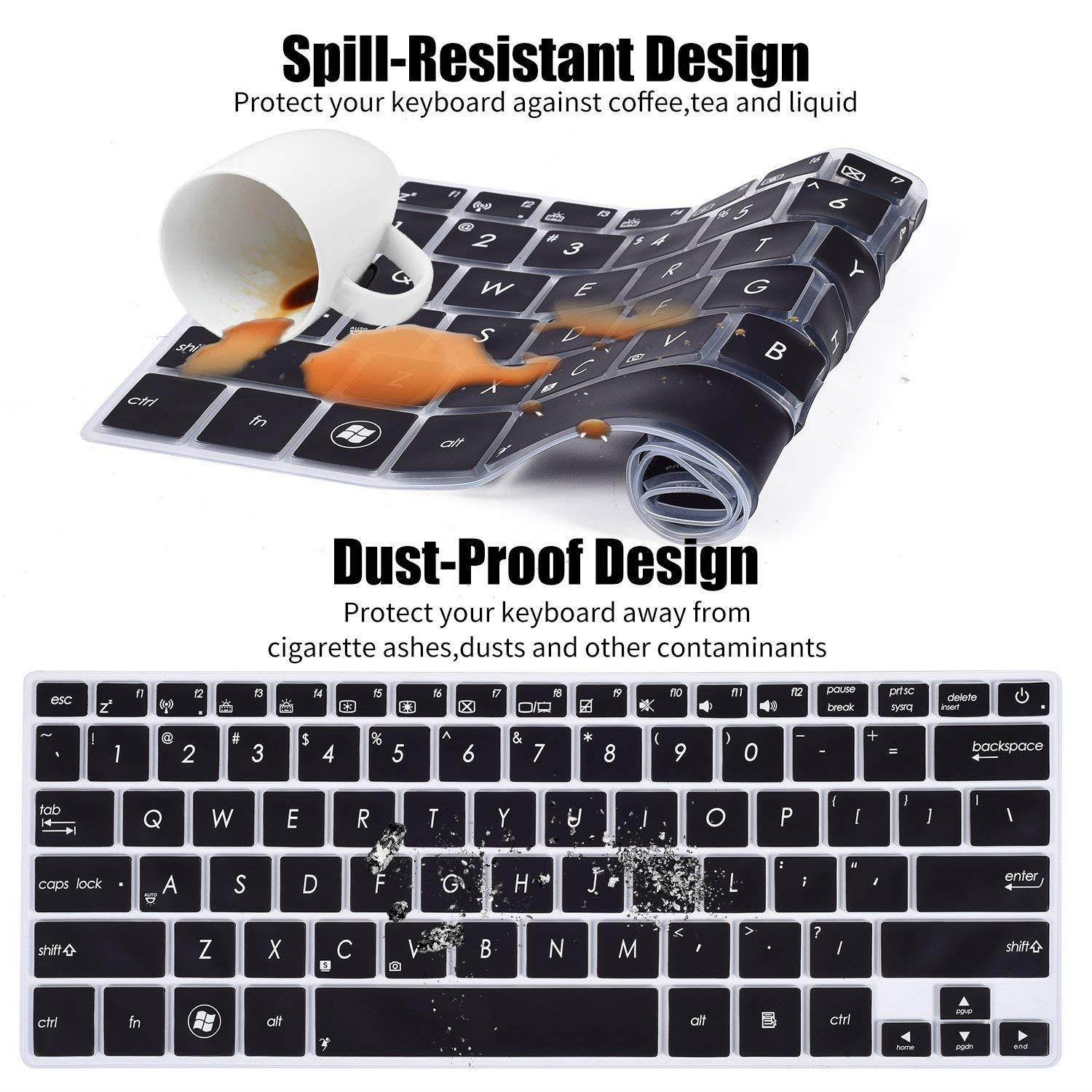 2PCS Keyboard Cover for ASUS UX301LA UX302LG UX303LA UX303LB UX303LN UX303UA UX303UB UX305 UX305CA UX305FA UX305LA UX306UA UX330CA UX330UA UX42 Q302LA Q302UA Q304UA Q324UA/14 ASUS UX410UA UX430UA