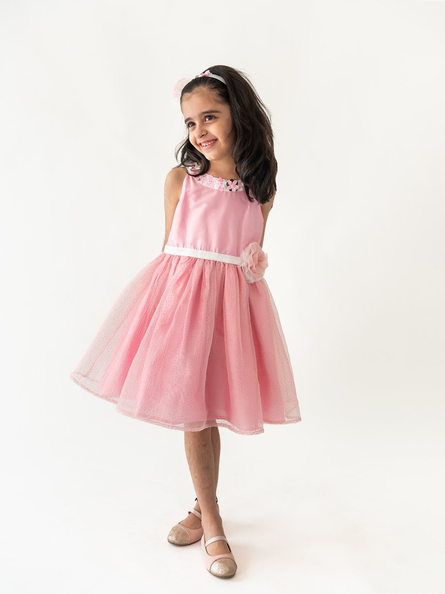 A Little Fable Kids Pink Solid Dress