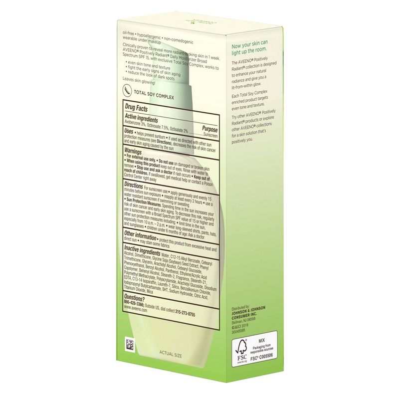 Aveeno Positively Radiant Daily Face Soy Moisturizer - SPF 15 - 4 fl oz