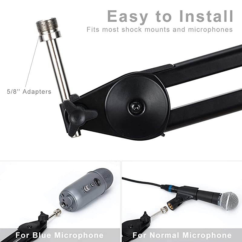 Microphone Boom Arm Stand Heavy Duty Adjustable Suspension Scissor amp Spring Builtin Mic Stand For Blue Yeti Snowball Microphone amp Blue Yeti Nano