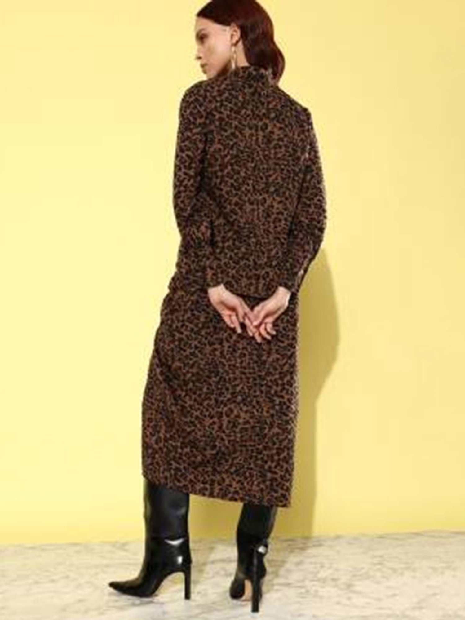 Anvi Be Yourself Brown Animal Print Shirt Skirt Set