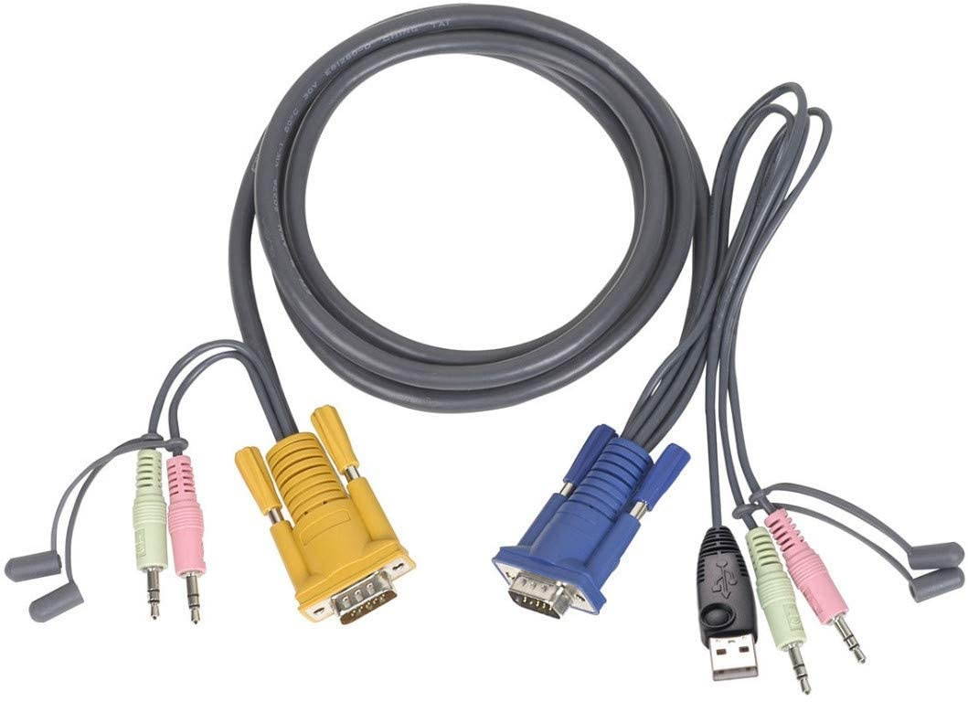 IOGEAR Micro-Lite Bonded All-in-One USB KVM Cable 15 Feet G2L5305U