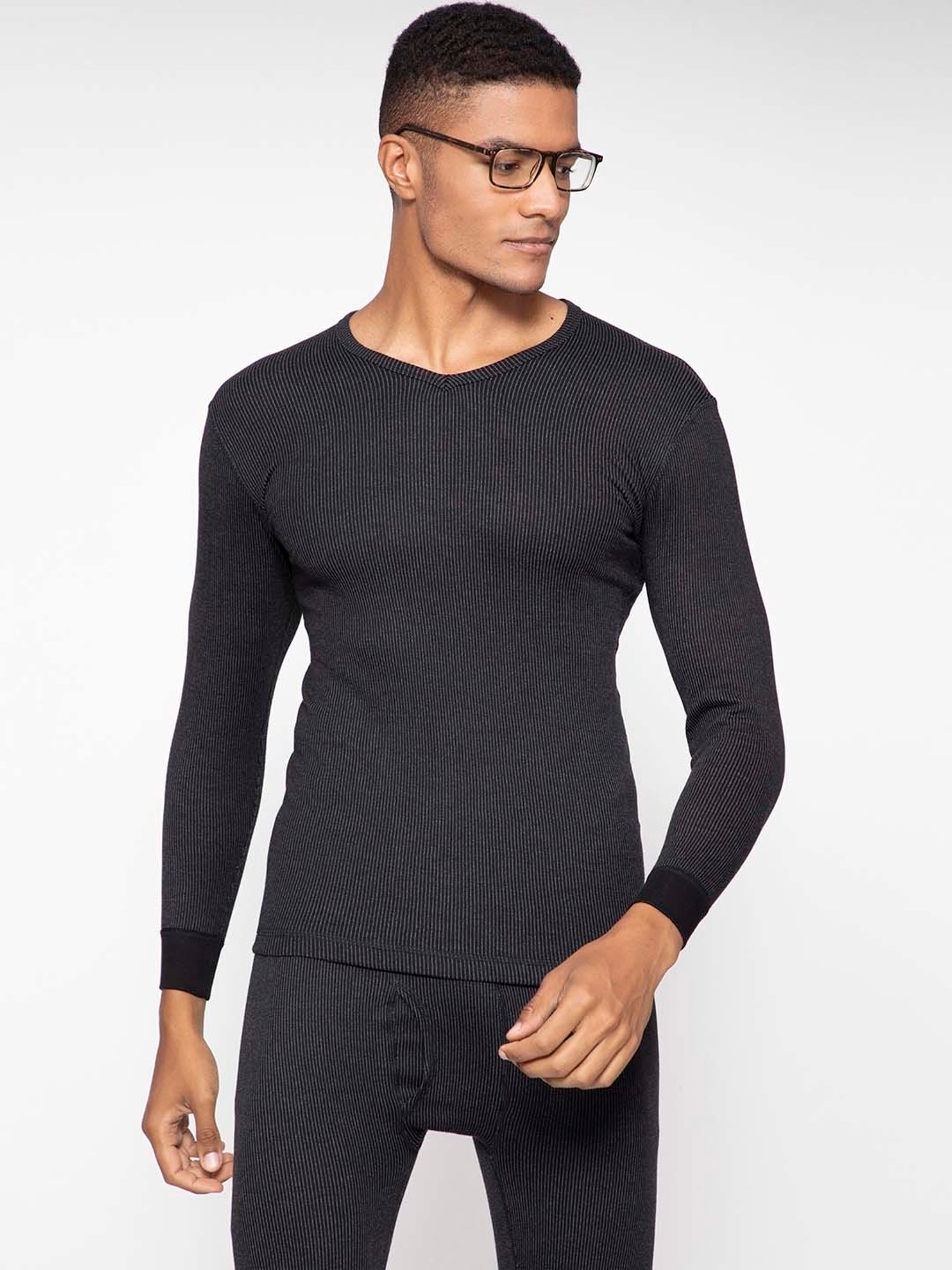 Sporto Black Striped Thermal Top