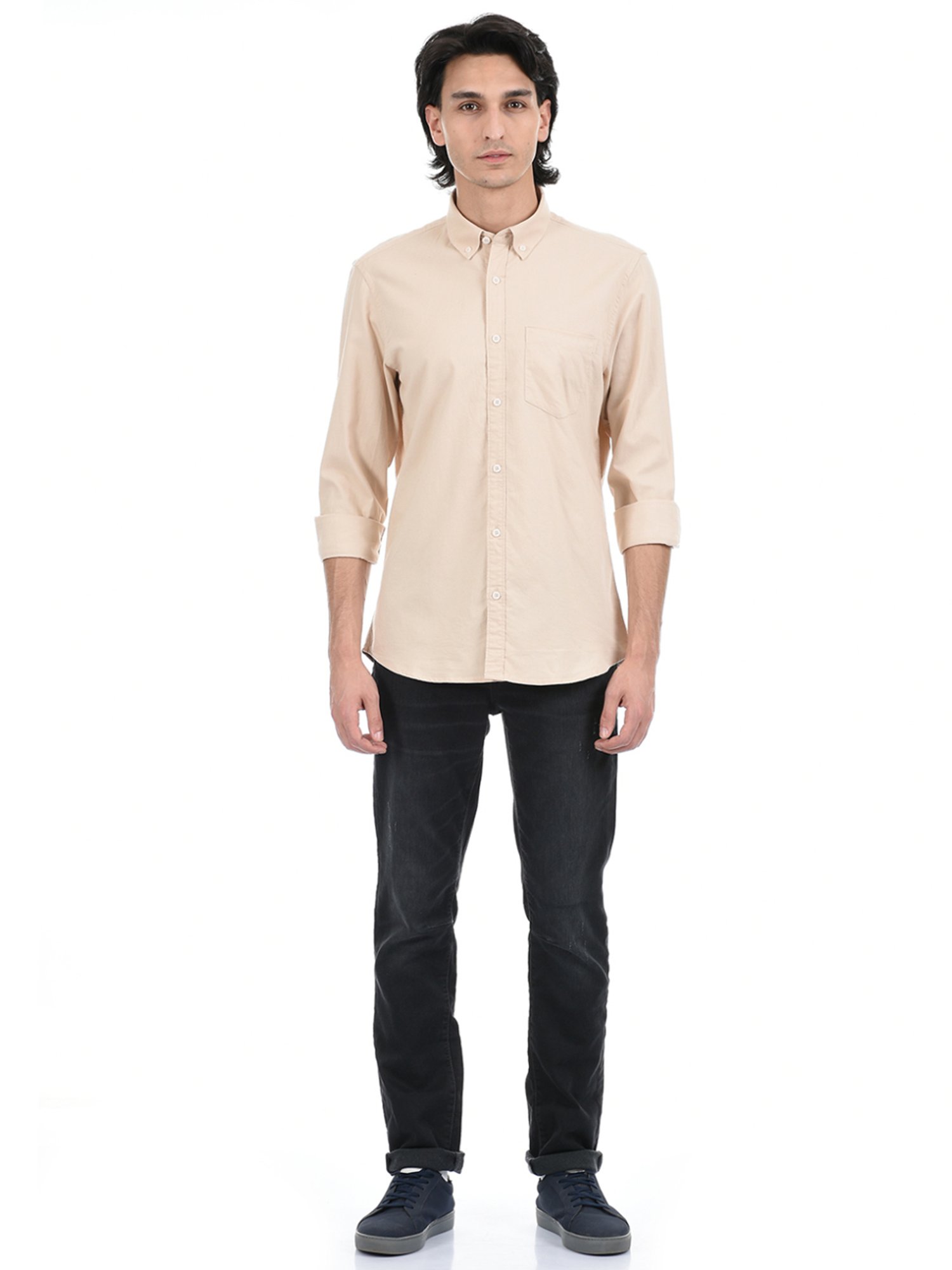 London Fog Beige Regular Fit Shirts