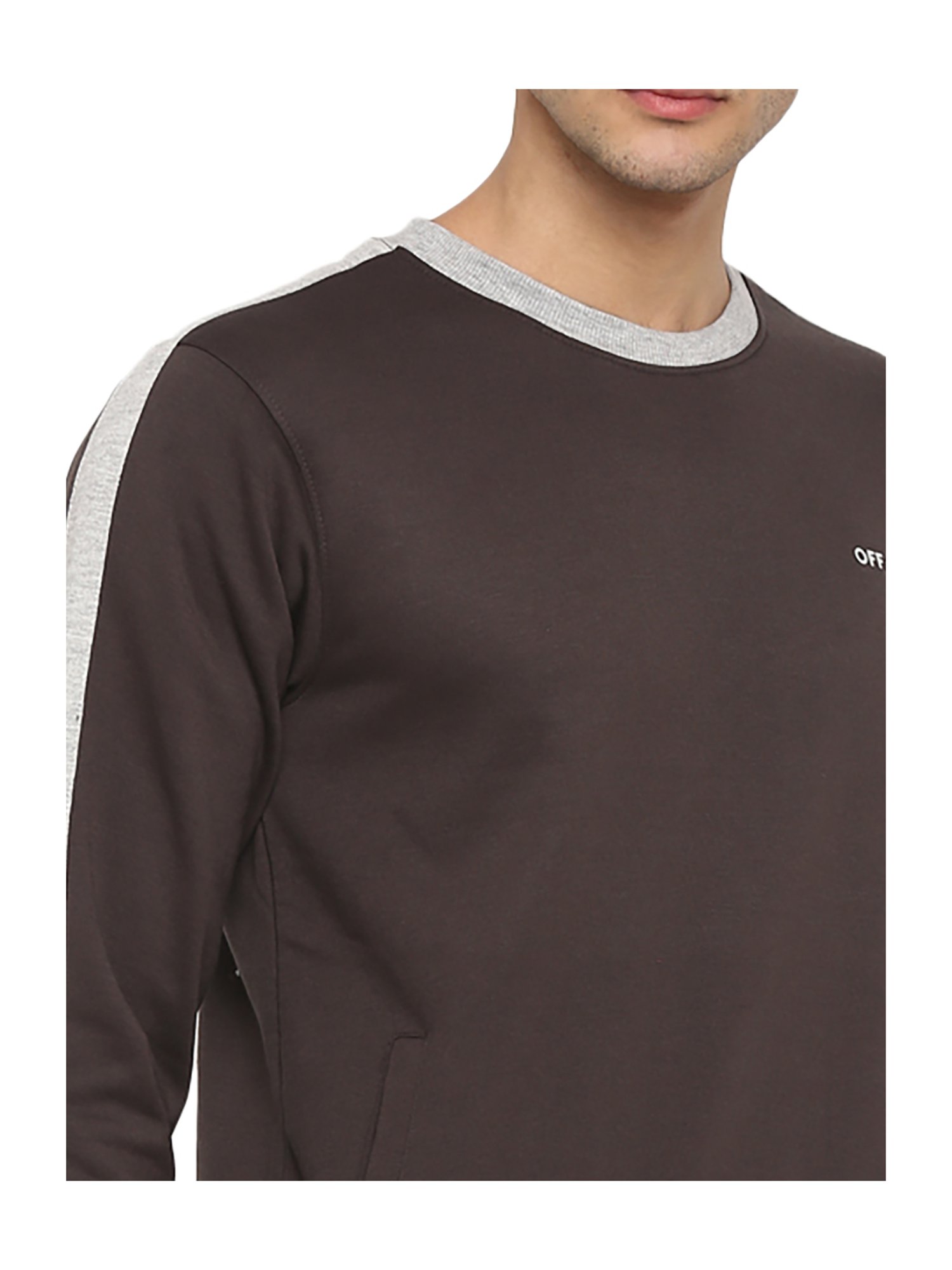 OFF LIMITS Dark Grey Solid Full Sleeves Sweatshirt