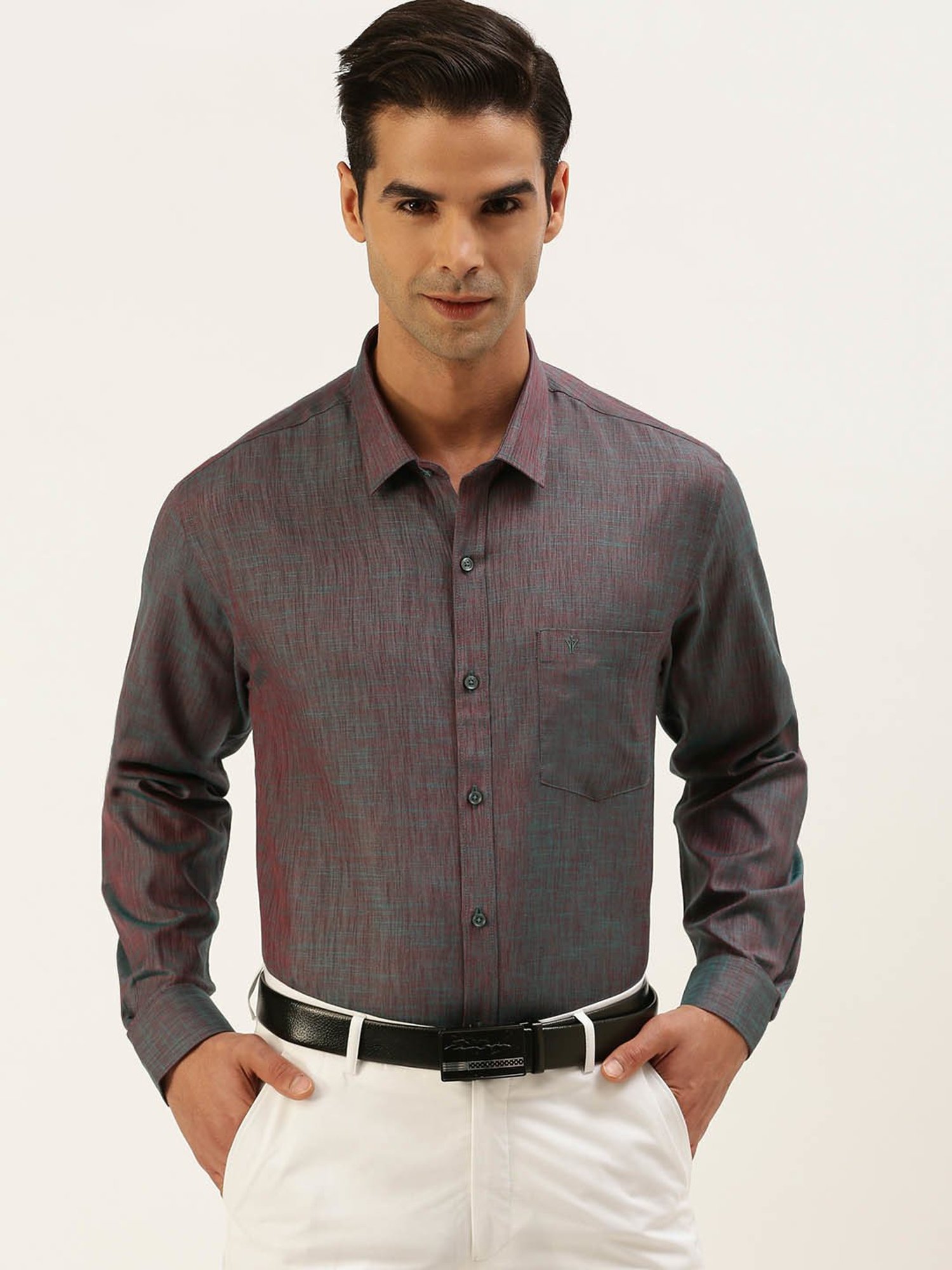 Ramraj Mid Grey Regular Fit Shirt