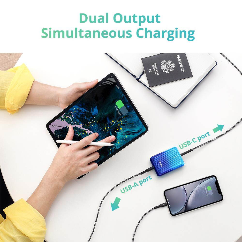 Zendure SuperMini 10,000mAh USB-C PD Portable Charger - Blue Horizon