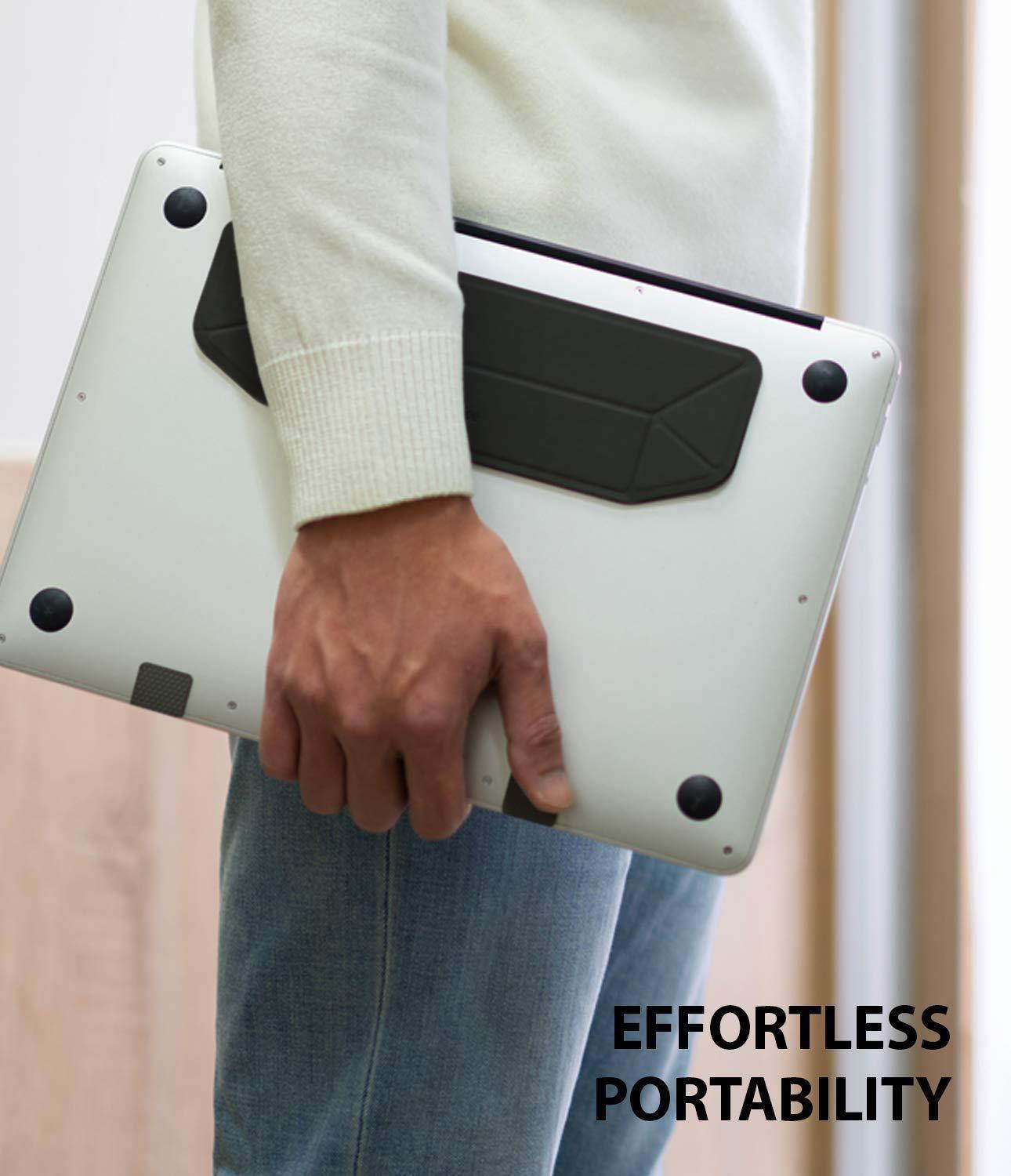 Ringke Laptop Stand [BLACK] Anti-Slide Smart Folding Portable Slim and Weightless Adhesive Stand for Laptop, iPad, Tablet, and More