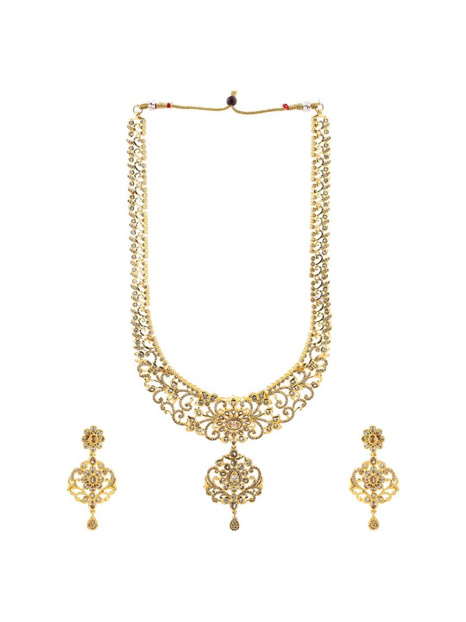 Estele Gold-Plated CZ Arcadia Designer Bridal Necklace Combo Set for Women