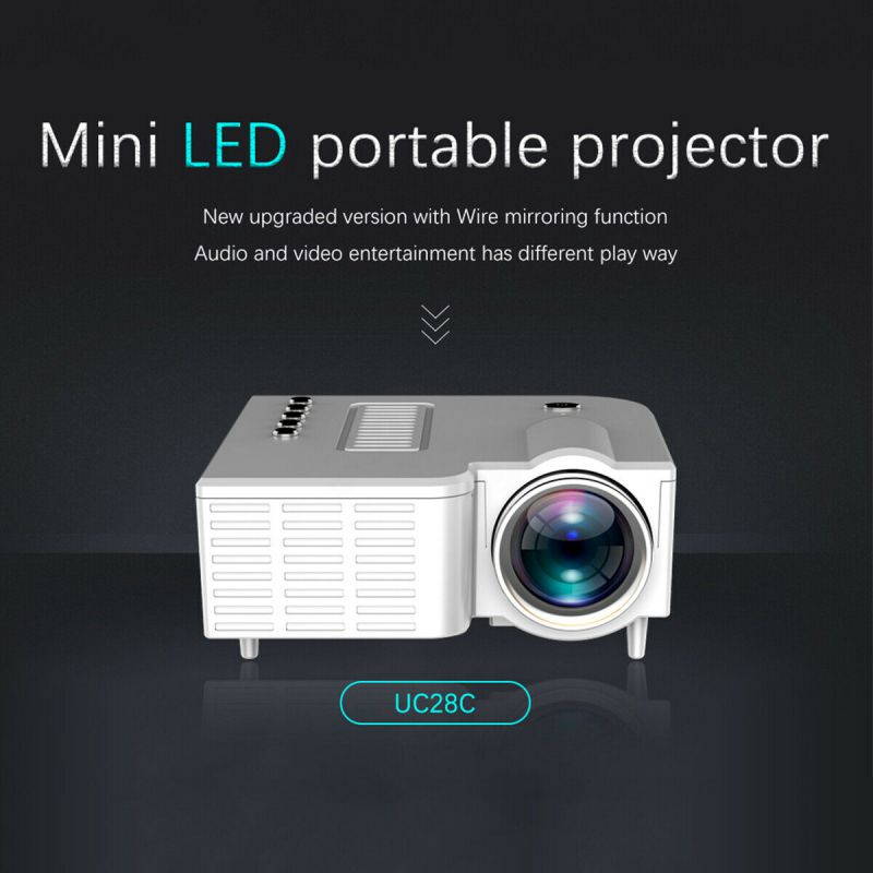 Portable Mini Projector for Home Theater School Office Outdoor, 110-240V VGA HDMI USB SD Cards Supported, HD 1080P Projector UC28+