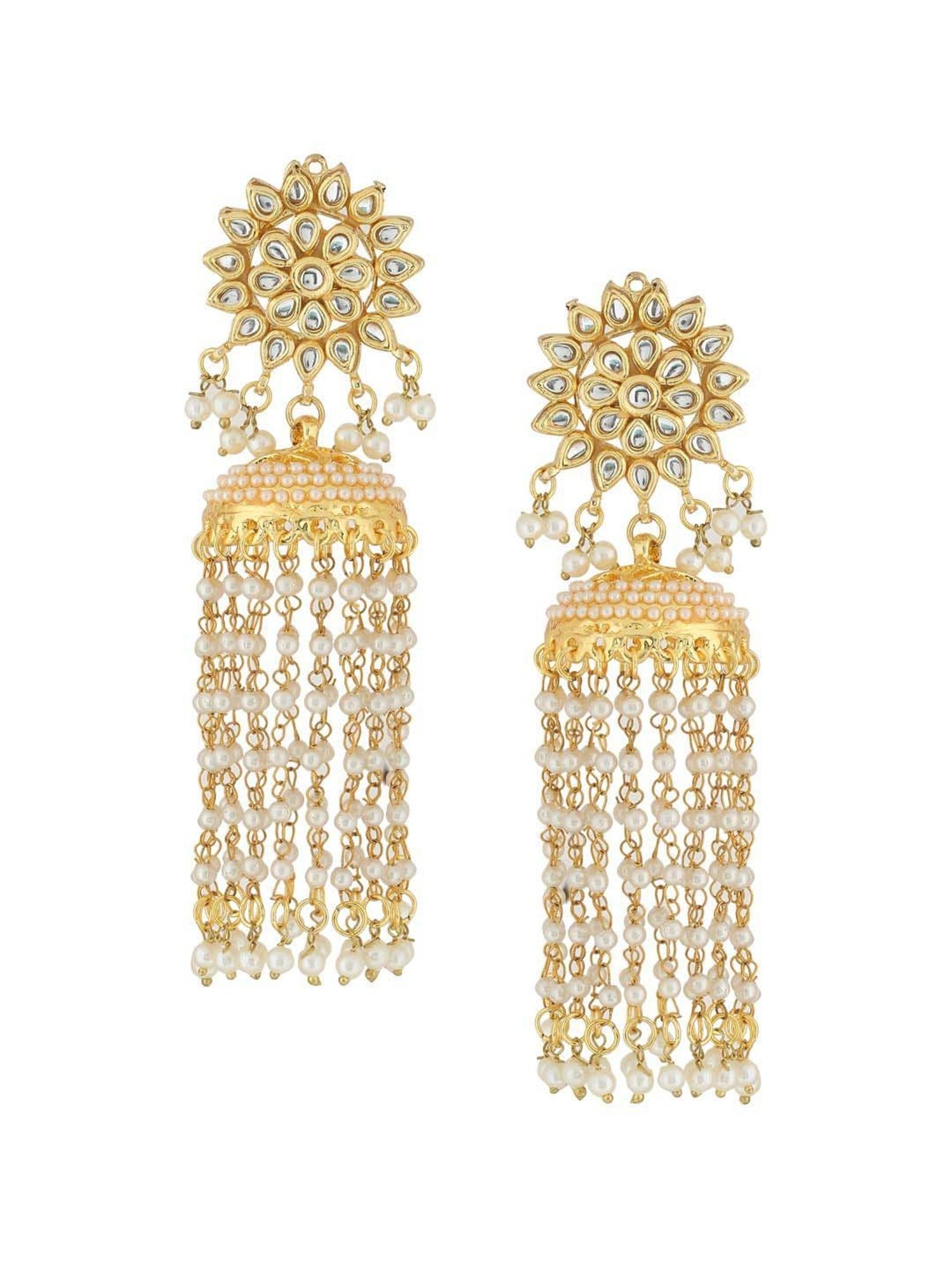 NVR Gold-Plated Contemporary Jhumki Earrings for Women