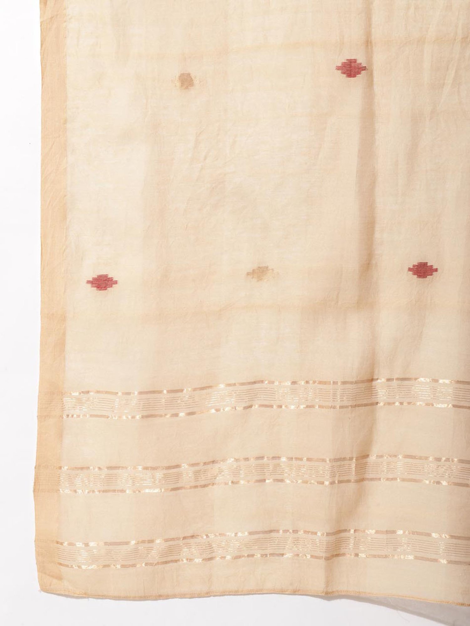 Fabindia Beige Cotton Silk Woven Stole