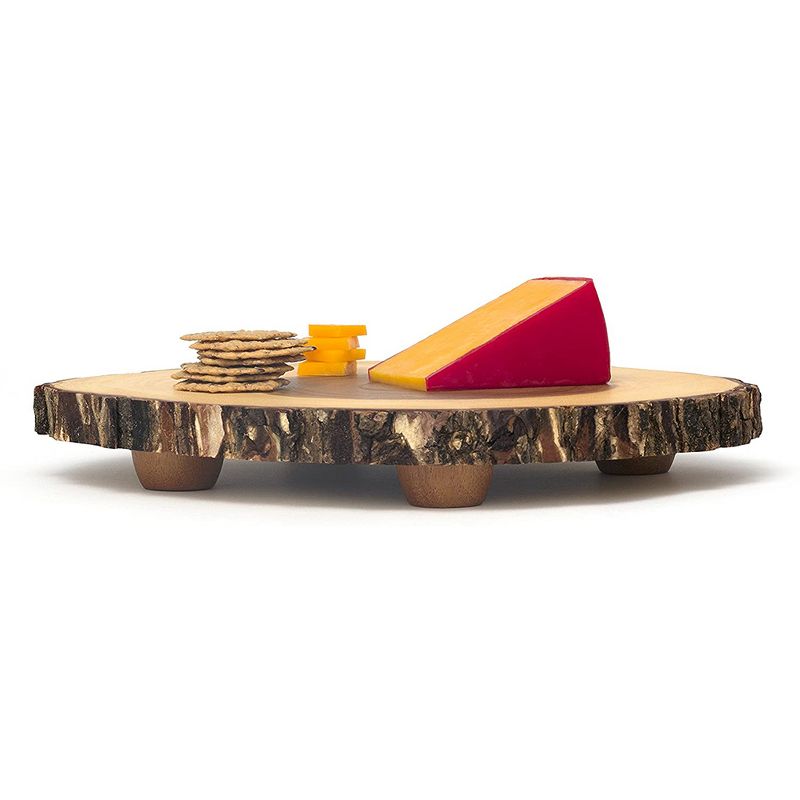 Lipper International 1010 Handcrafted Acacia Tree Bark Footed Server Platter for Cheese, Crackers, and Hors D'oeuvres, Small