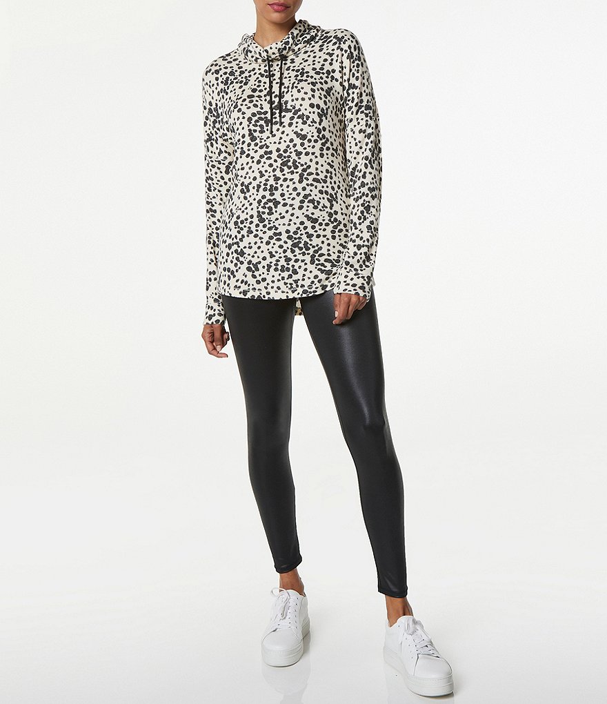 Marc New York Performance Animal Print Long Sleeve Soft Hacci Cowl Neck Tunic