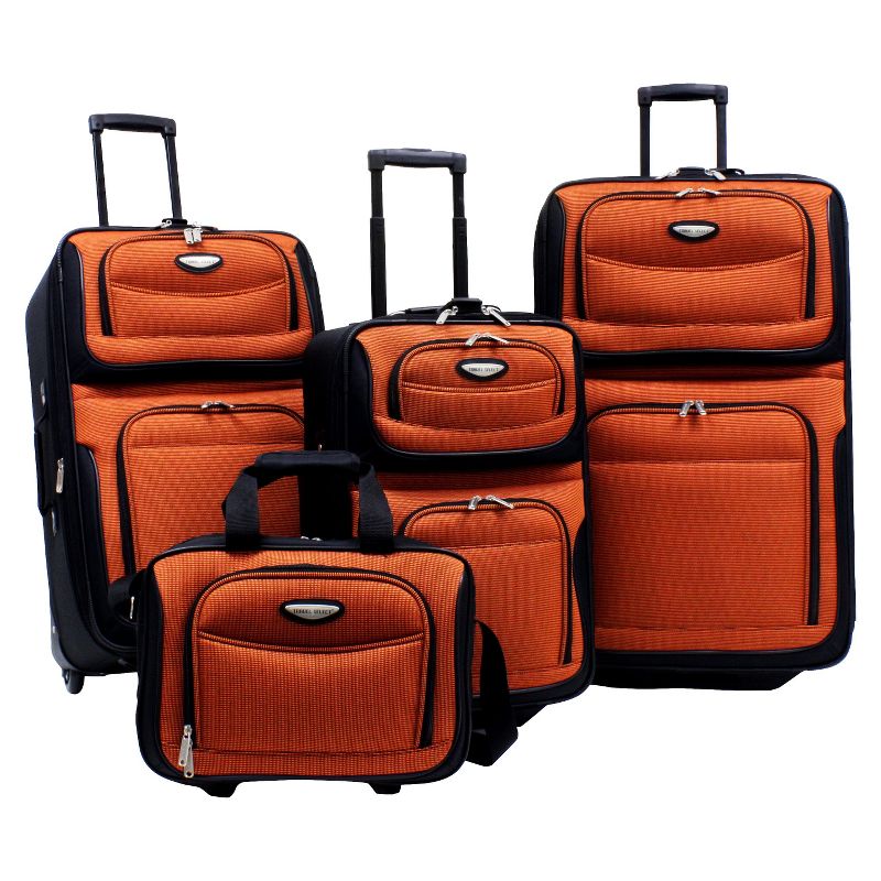 Traveler's Choice Amsterdam 4pc Travel Luggage Set - Orange