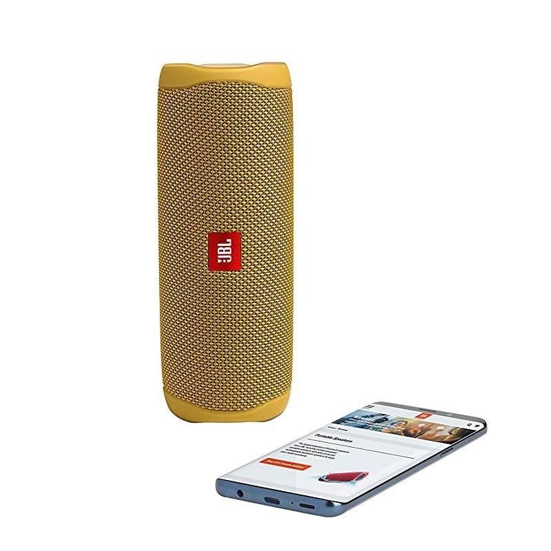 Flip 5 Waterproof Portable Wireless Bluetooth Speaker Bundle with 2Port USB Wall Charger Yellow