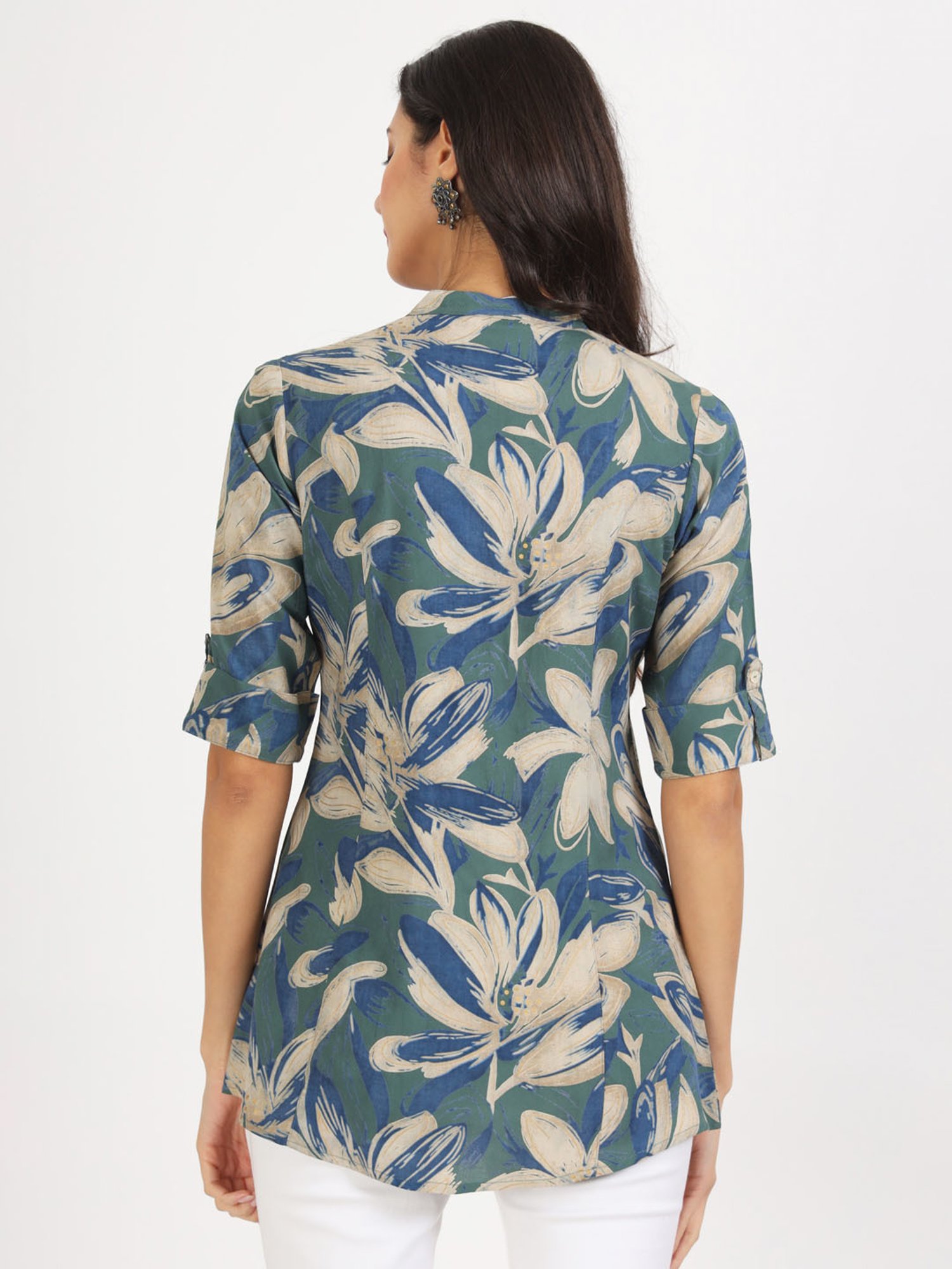Divena Green Floral Print Tunic