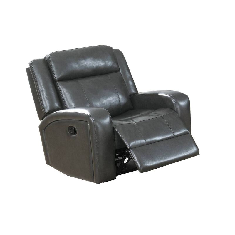 Upholstered Manual Recliner with USB Port and Pillow Backrest Black - Benzara