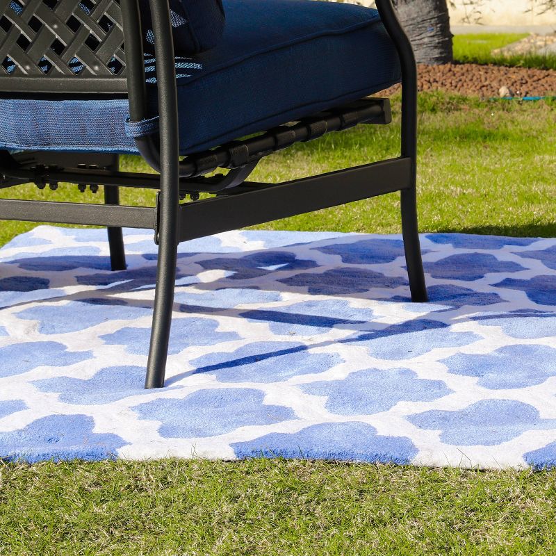 2pc Steel Outdoor Patio Accent Chairs Blue - Lokatse