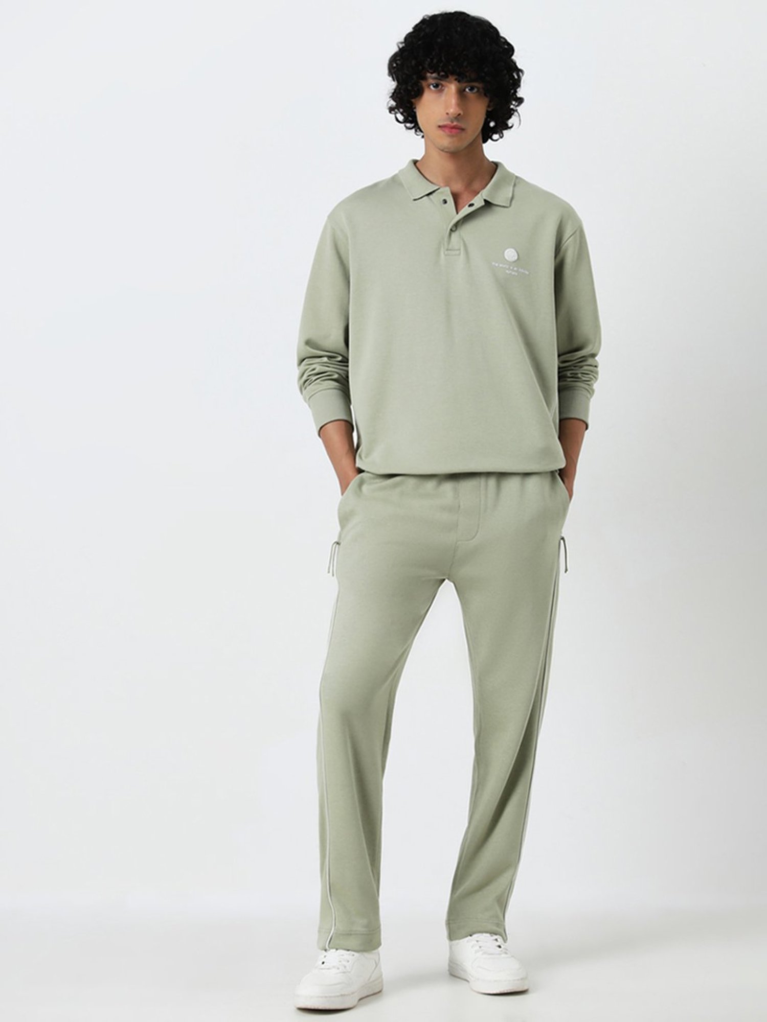 Studiofit by Westside Light Sage Relaxed Fit Cotton Blend Track Pants
