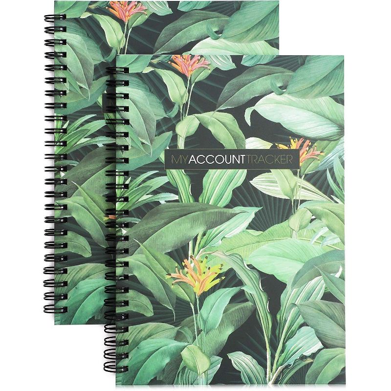 2-Pack Expense Tracker Notebook, Budget Journal Planner Bill Organizer (50-Sheet each), Foliage Green