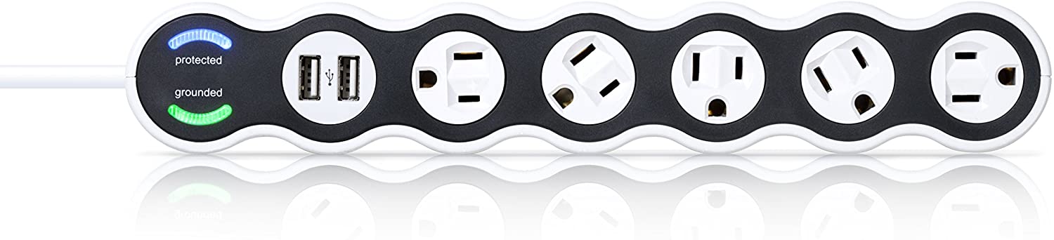 360 Electrical 36052 White Surge Protector, 5-Outlet + 2 USB + 4 ft. Cord