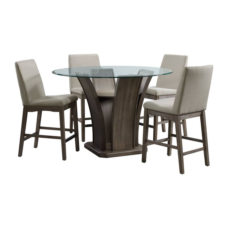 5pc Simms Round Counter Height Dining Set Walnut - Picket House Furnishings