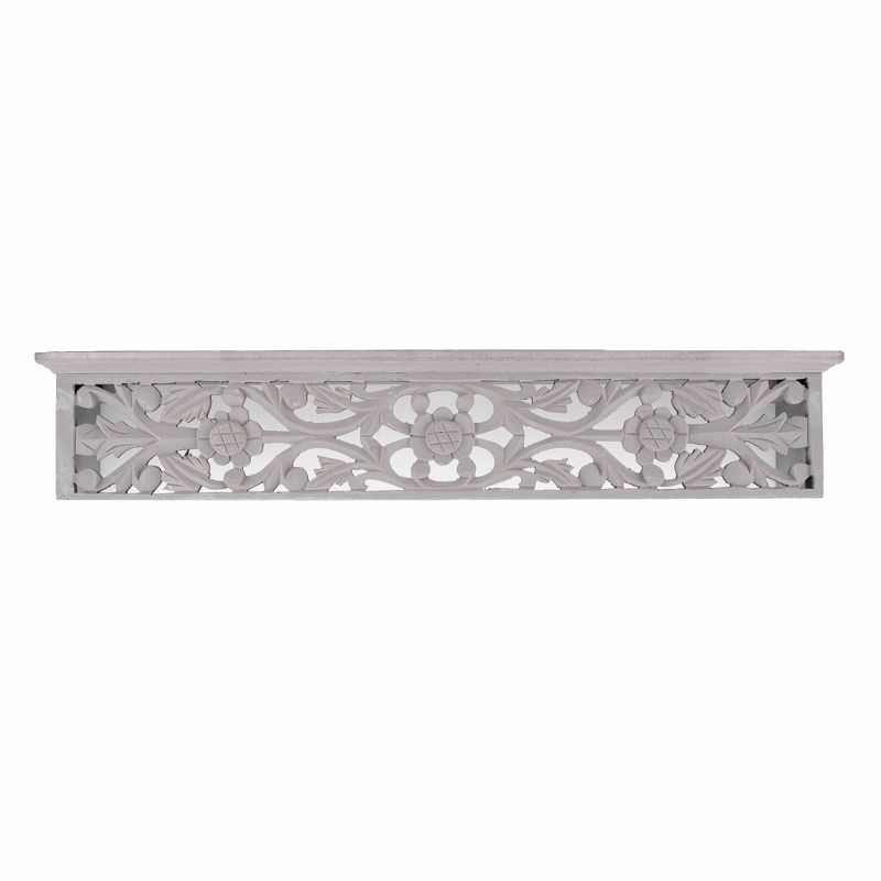 Hand Carved Medallion Floating Wall Shelf Gray - Crystal Art Gallery