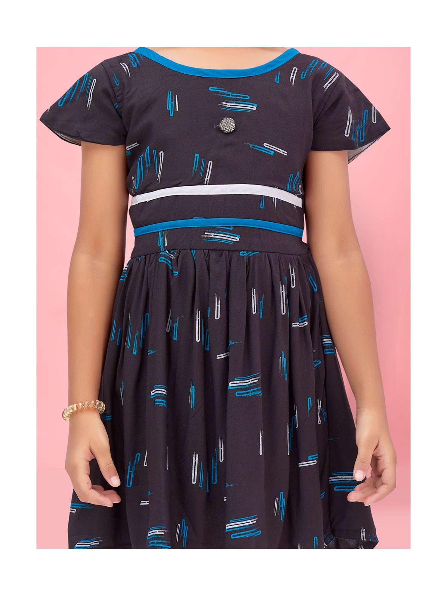 Aarika Kids Dark Grey Printed Frock