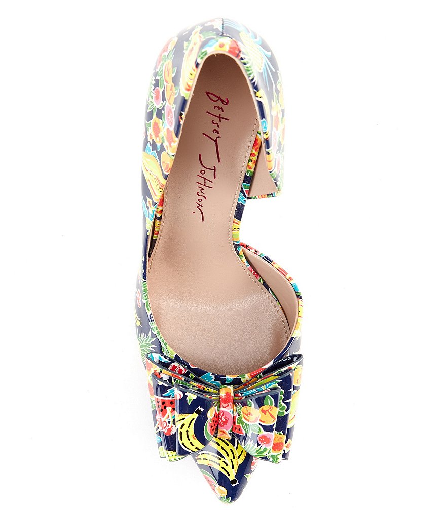 Betsey Johnson Prince Fruit Printed Bow Pumps