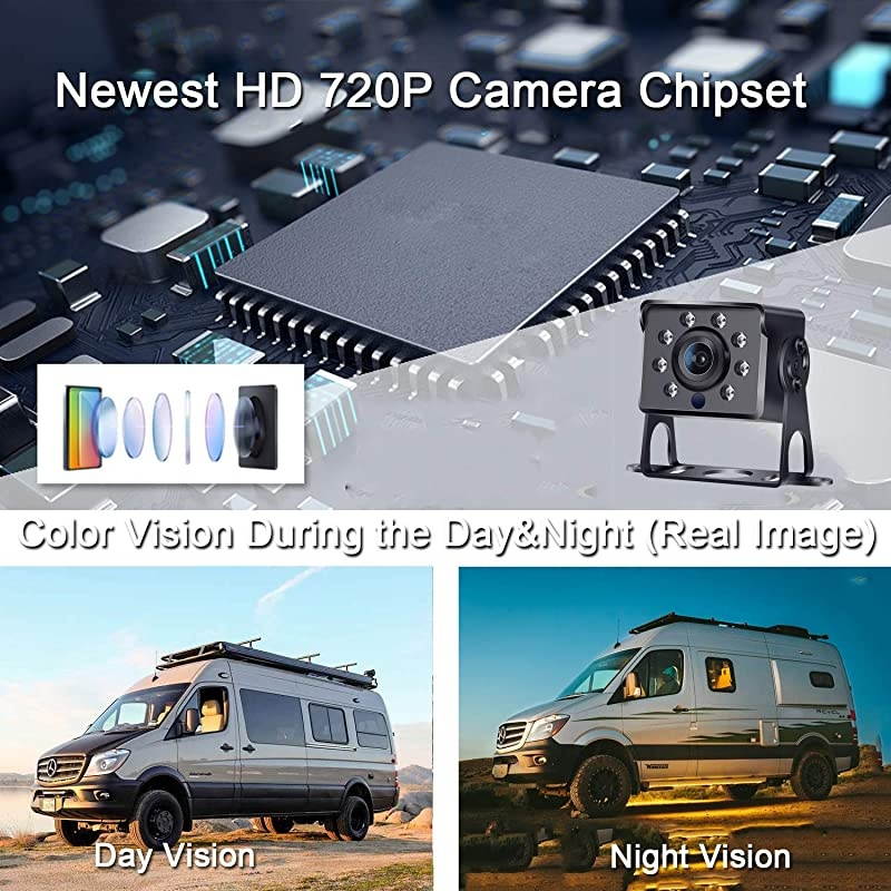 G2 AHD Backup Camera Kit with 7 Inch Touch Key Screen for Trucks,Trailers,Tractors,Vans,Campers,Motorhomes Single Power Rear View System,IP69K Waterproof Camera Guide Lines ON/Off