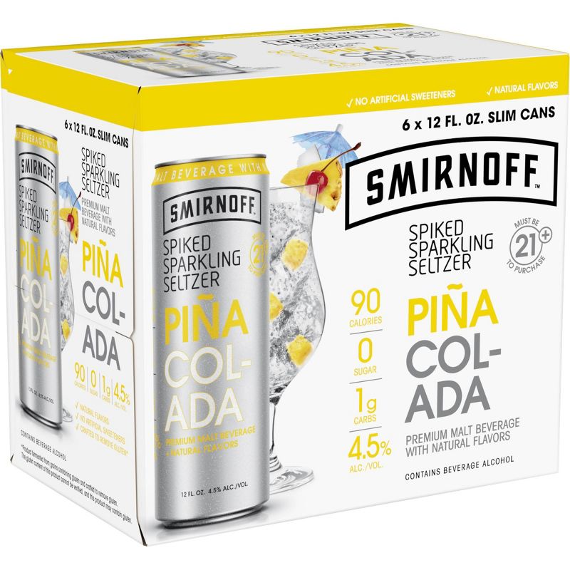Smirnoff Piña Colada Spiked Sparkling Seltzer - 6pk/12 fl oz Slim Cans