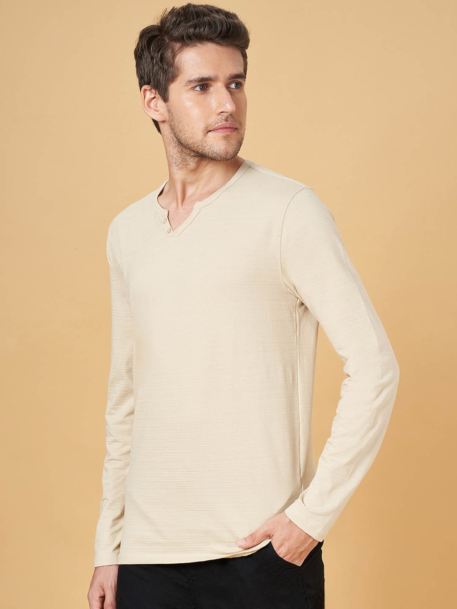 Urban Ranger by Pantaloons Beige Slim Fit T-Shirt