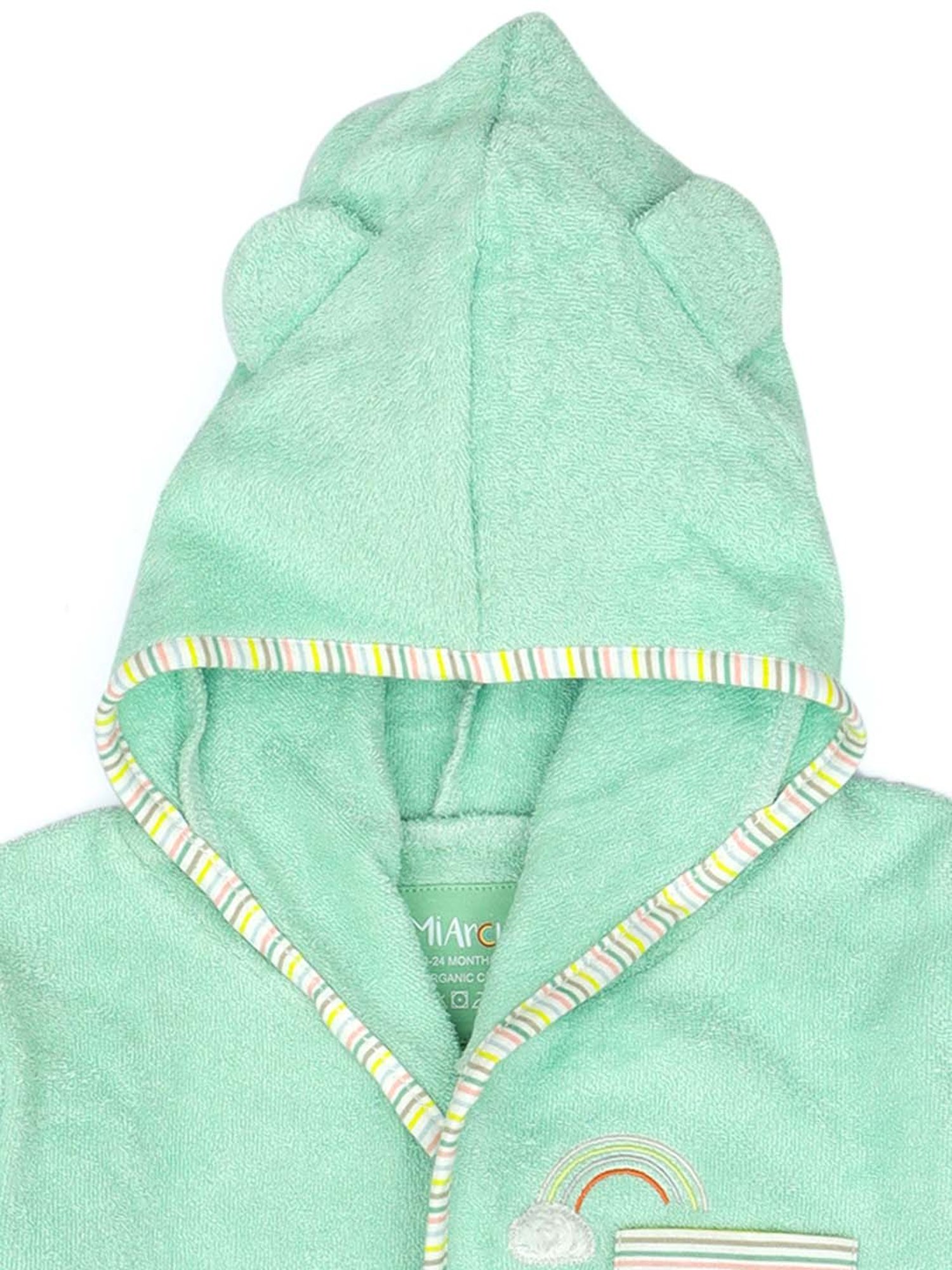 Creeva Melodious Black & Turkish Micro Terry 225 GSM Kids Hooded Bathrobe 4-5 Years With Pocket