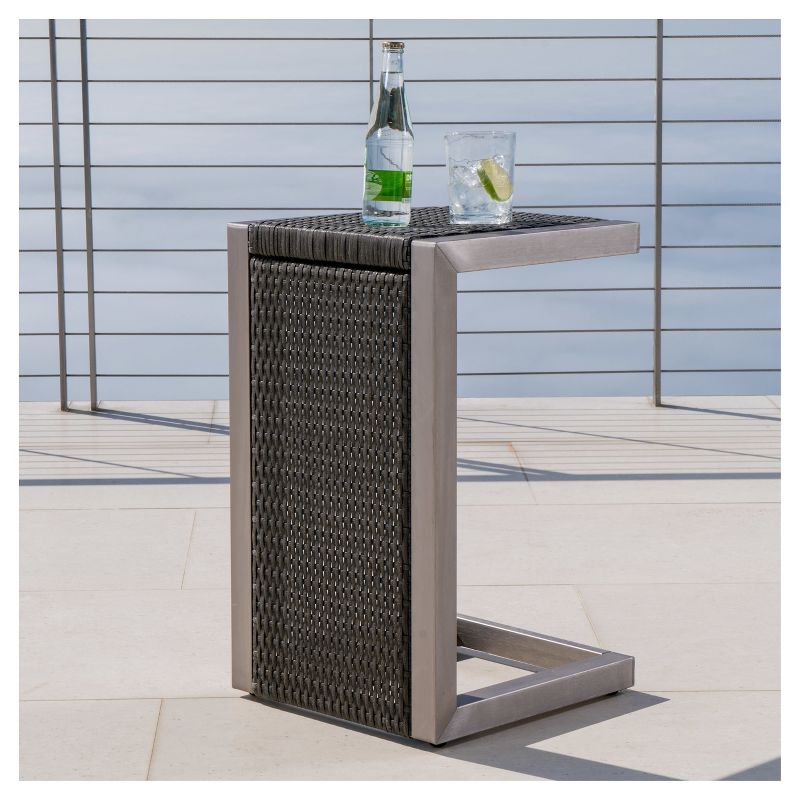 Aluminum Square Patio Side Table - Brown - Crestlive Products