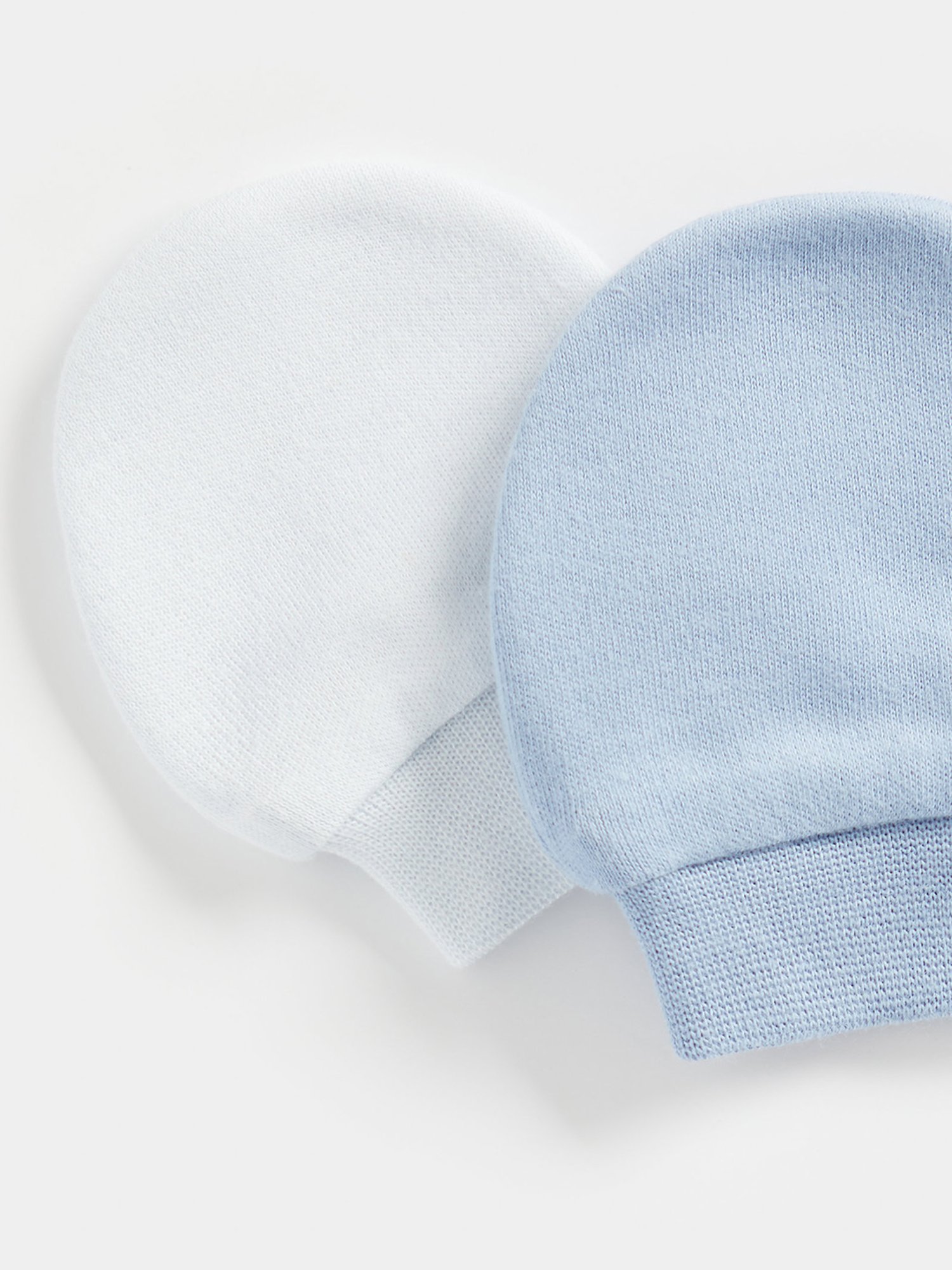 Mothercare Kids Blue & White Solid Cap with Mittens (Pack Of 2)