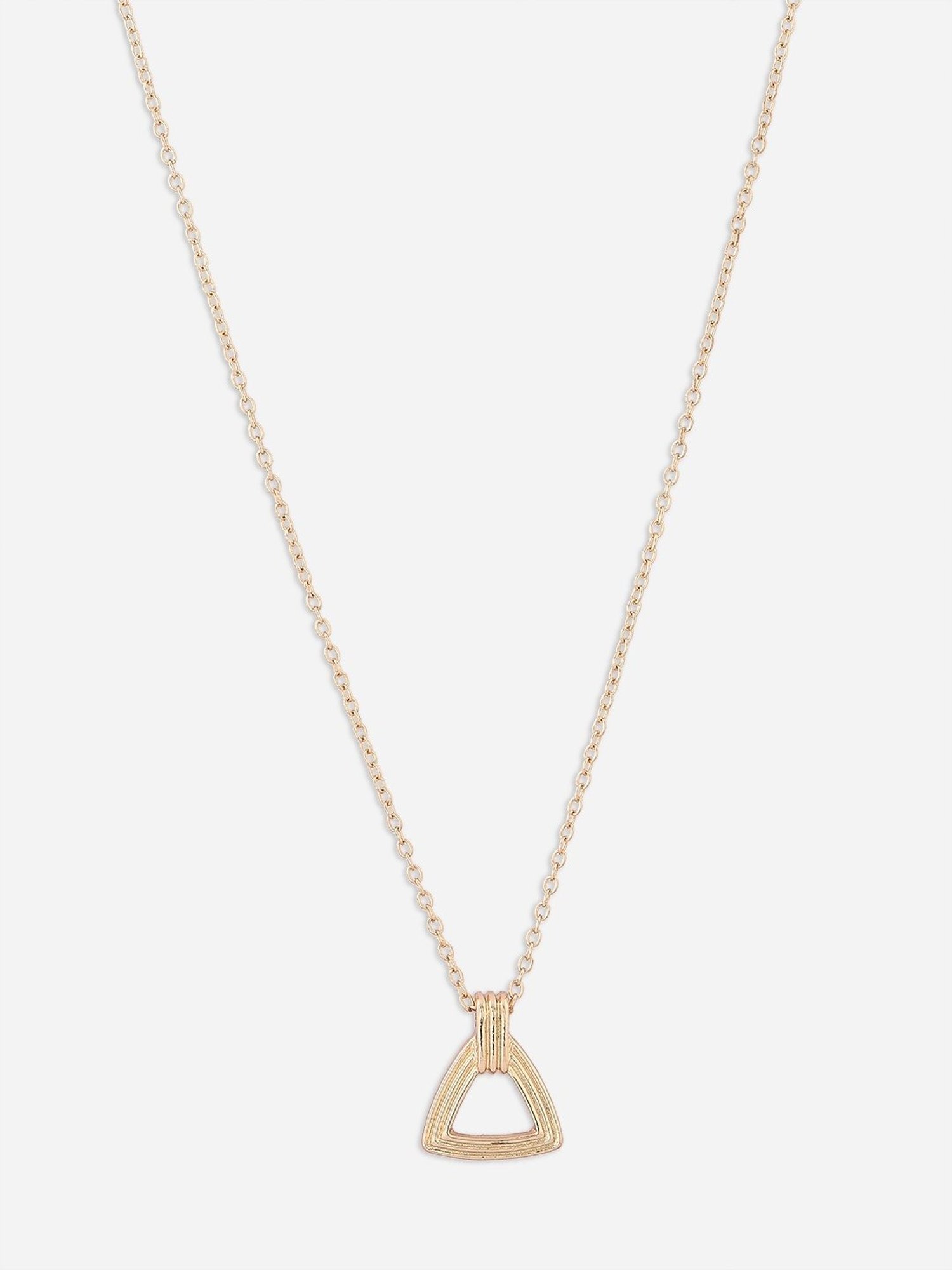 ToniQ Fusionwear Gold-Plated Geometric Triangle Shape Pendant Charm Necklace for Women