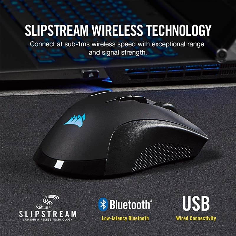 Ironclaw Wireless RGB - FPS and MOBA Gaming Mouse - 18,000 DPI Optical Sensor - Sub-1 ms SLIPSTREAM Wireless