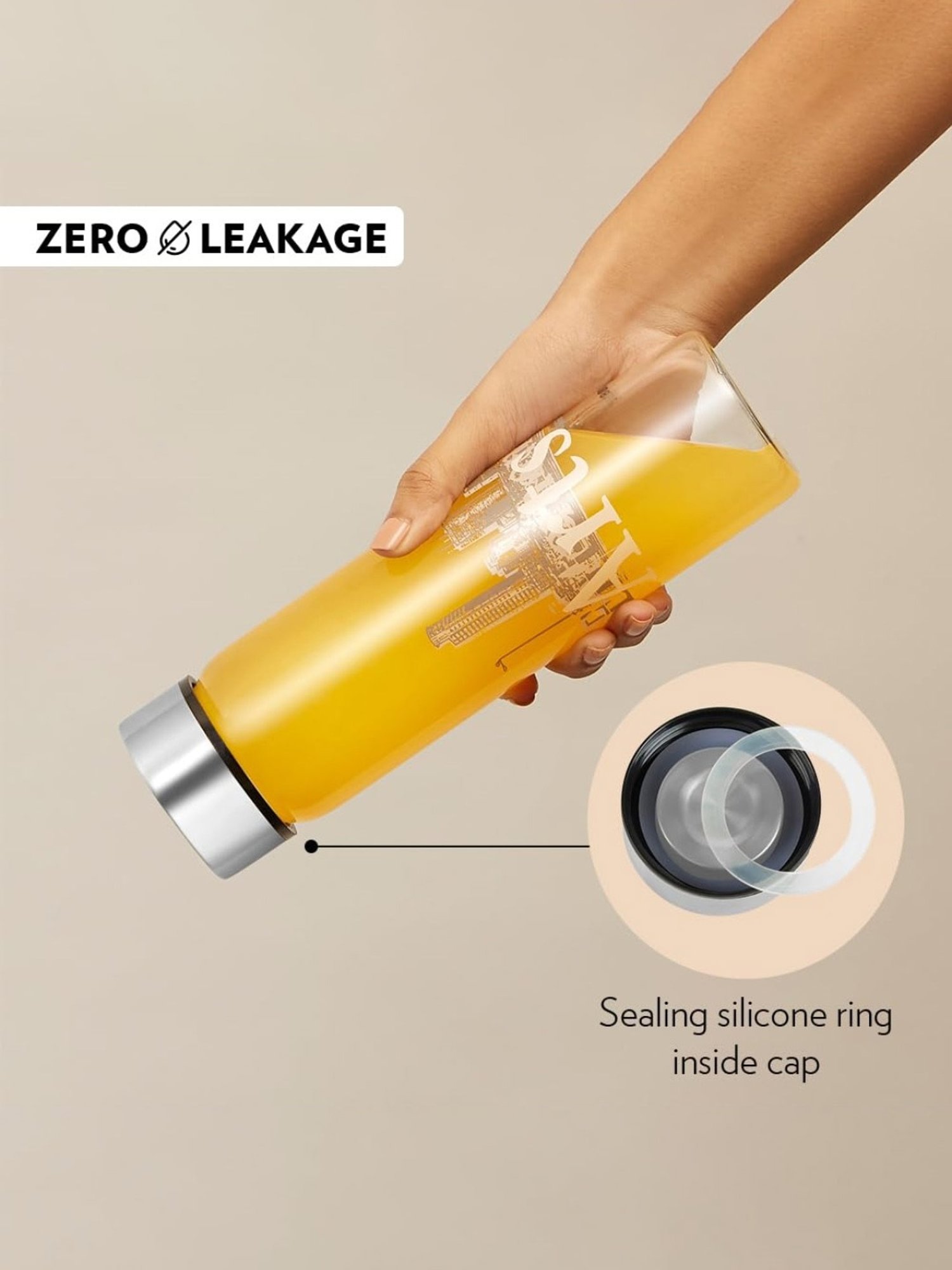 Borosil Water Bottle with Fridge Safe & Leakproof Set of 3 (Transparent, 550 ml)