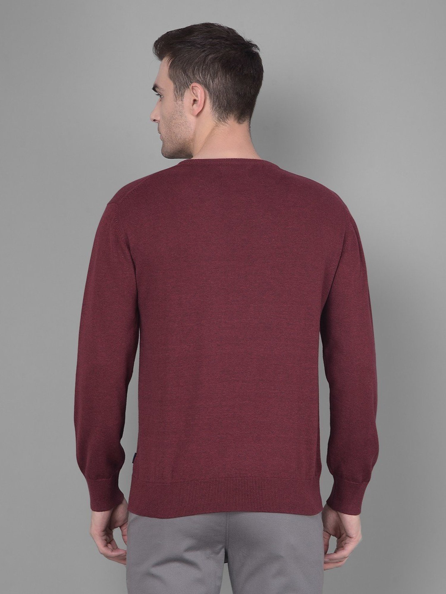 Crimsoune Club Maroon Cotton Regular Fit Sweater