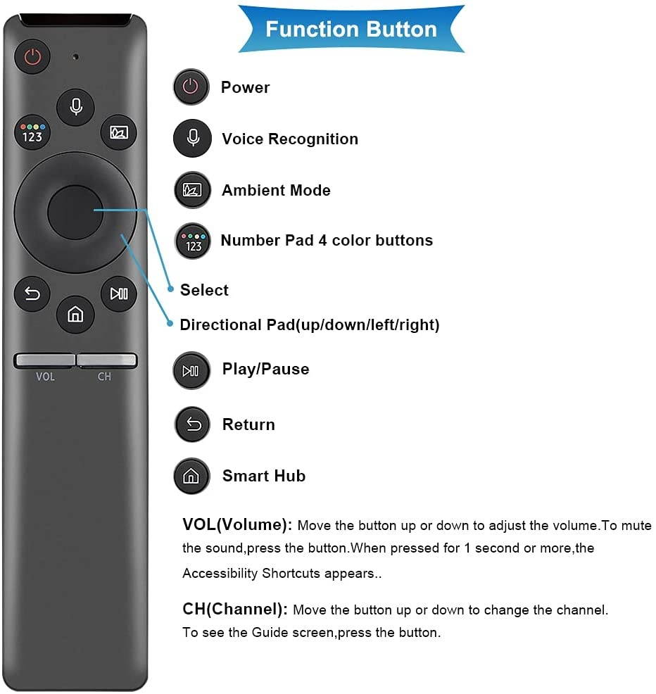Gvirtue BN59-01298G Universal Replaced Mic Voice Bluetooth Remote Controller for Samsung Smart QLED Curved TV and Samsung 6 7 8 Series LED LCD