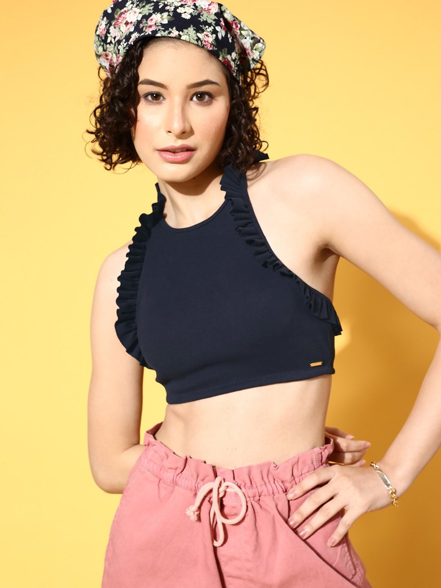 Da Intimo Navy Halter Neck Bralette