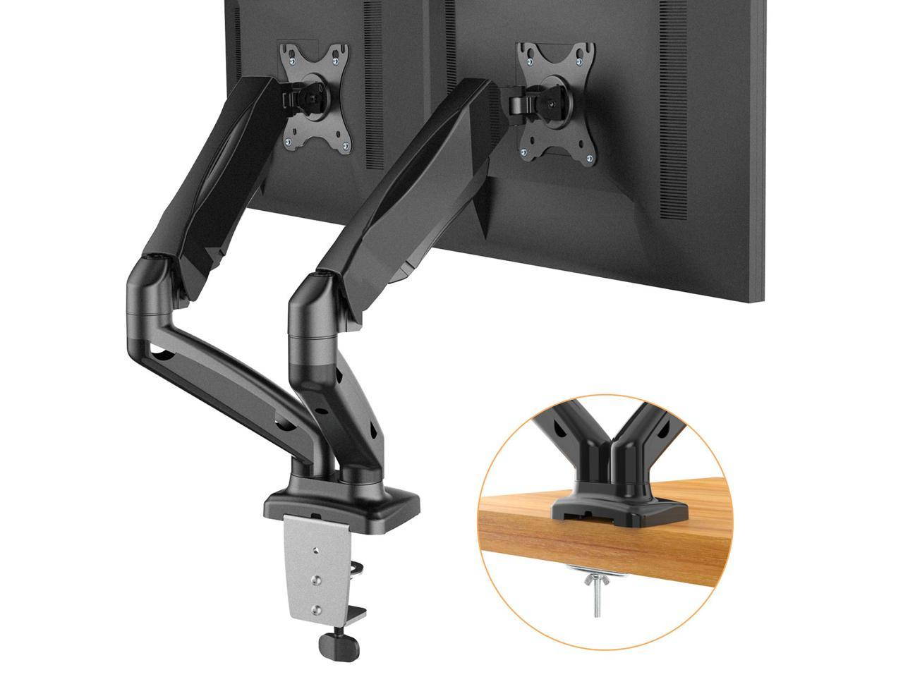 VICABO Single Monitor Arm Full Motion LCD Display Adjustable Gas Spring Desk Mount Stand for Computer Screens 17" to 30", Holds 4.4 to 19.8 lbs, VESA Bracket with Clamp or Grommet Mounting Base