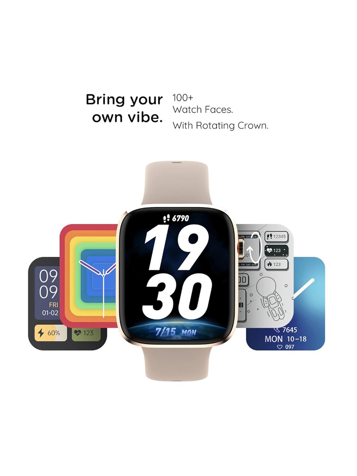 Pebble Cosmos Prime 1.91 inch Bluetooth Calling Smart Watch - Ivory Gold