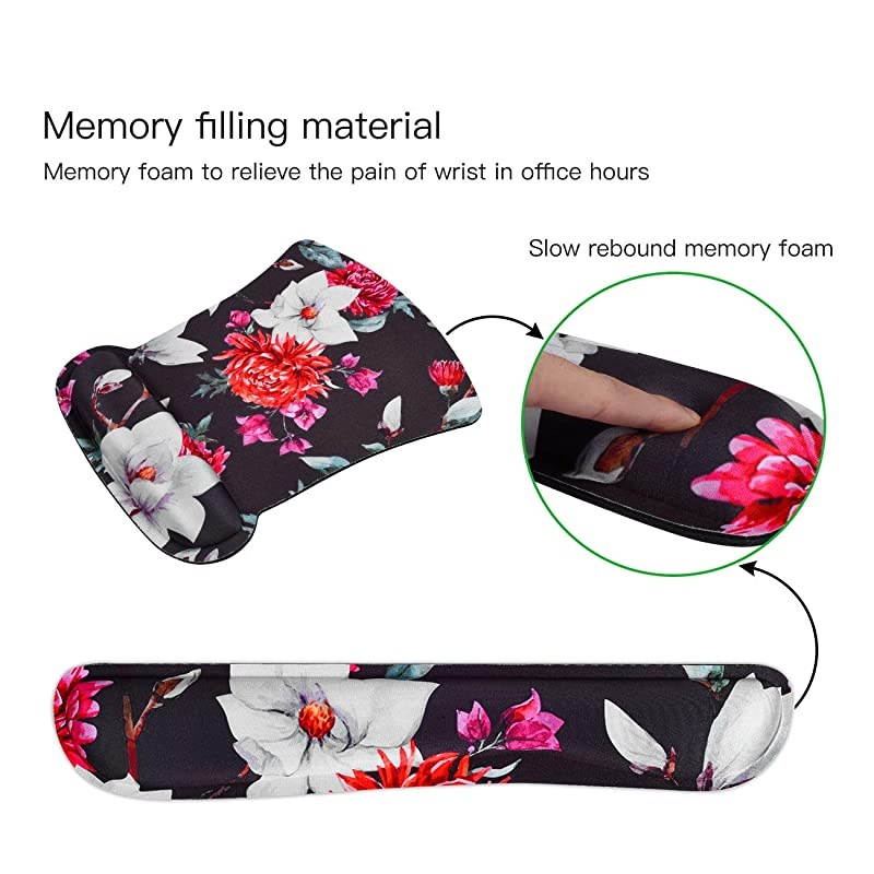 Keyboard Wrist Rest Pad and Mouse Wrist Rest Support Mouse Pad Set Galaxy Cute Memory Foam Non Slip Gel Wrist Rest Mouse Pad for GamingWorkingOffice Home Set6