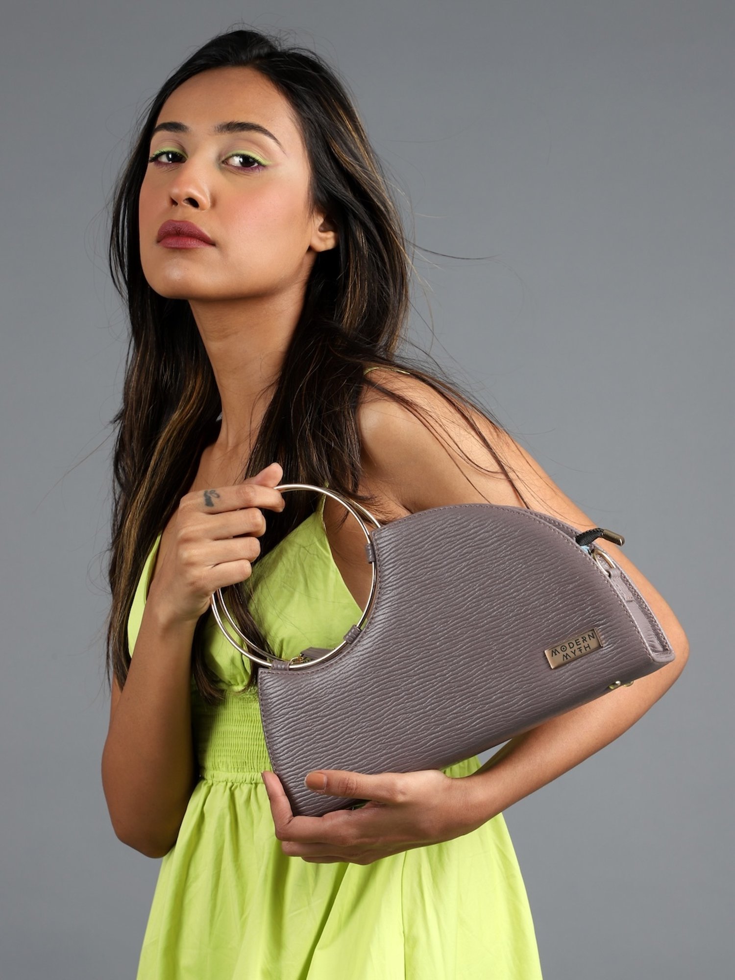 Modern Myth Grey Textured Medium Handbag