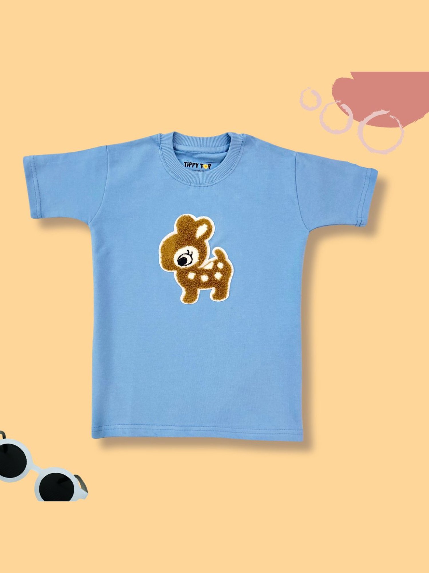 Tippy Top Boys Light Blue Self Design T-Shirt